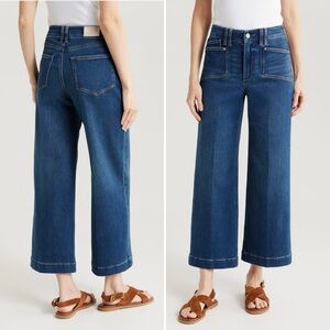 PAIGE Anessa Cropped Wide Leg Jean in Amoroso Dark Wash